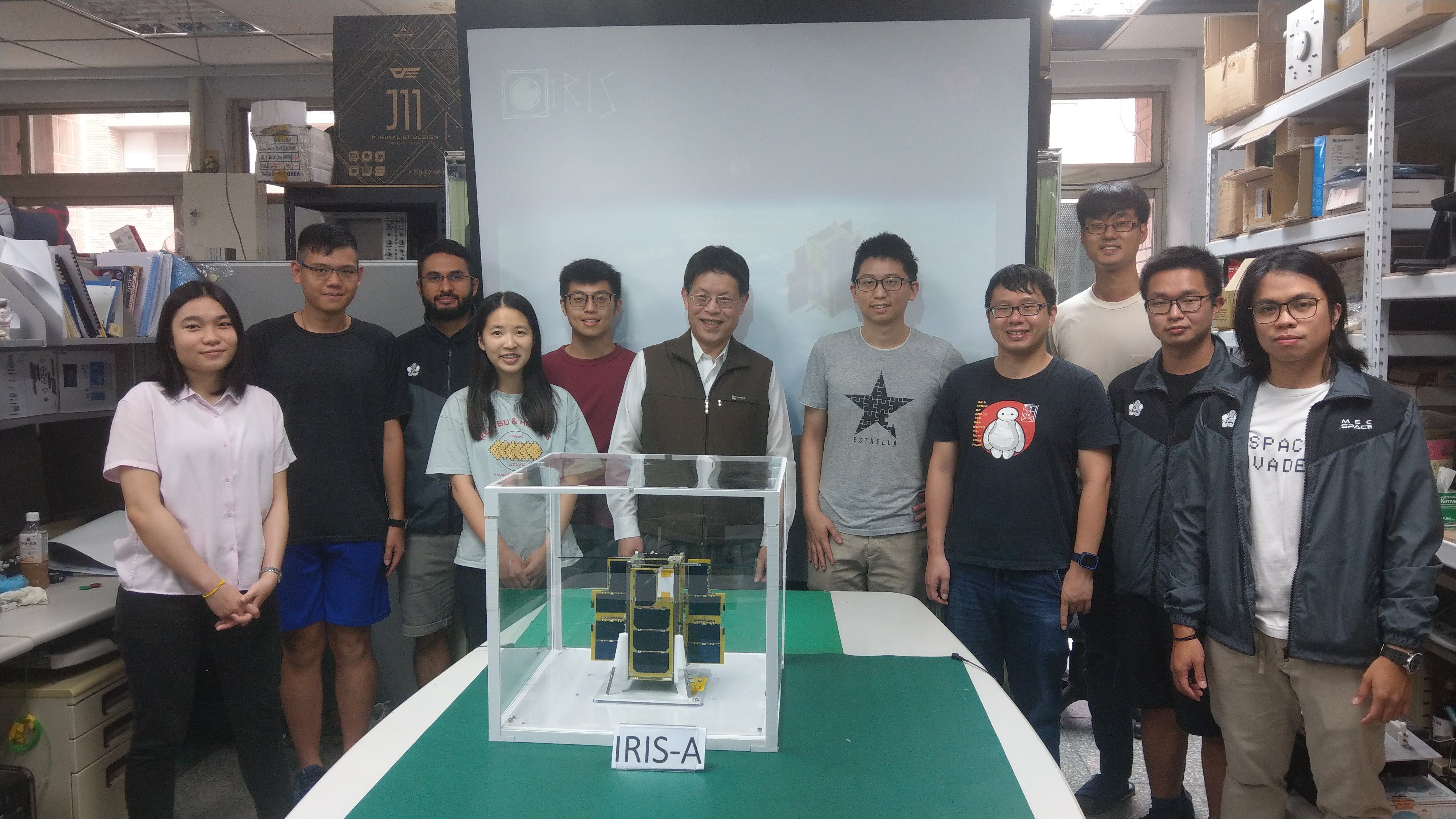 Prof. Jyh-Ching Juang (middle) leads international student team from NCKU in developing the IRIS-A CubeSat