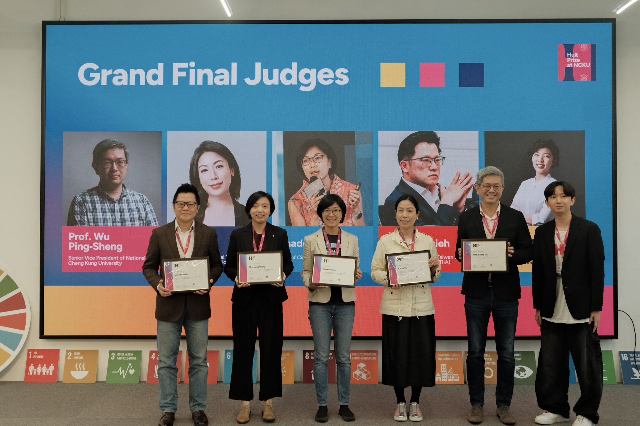 The judging panel gathered on stage to receive certificates of appreciation, recognizing their time, expertise, and thoughtful guidance throughout the Grand Final. 